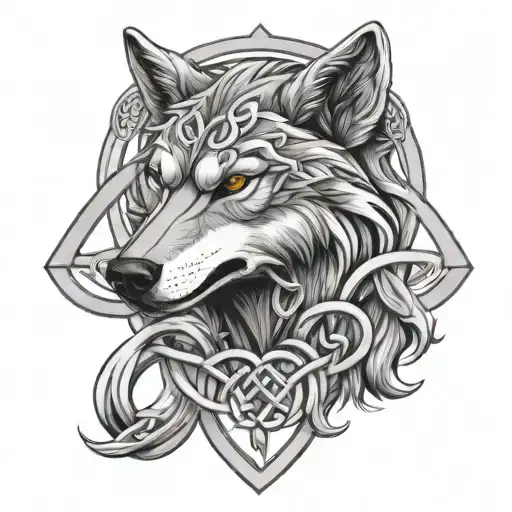 Wolf Head Celtic Love Knot Design Incorporating Elements