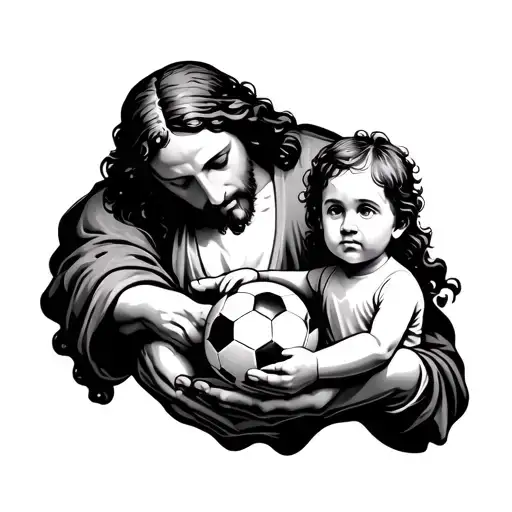 Jesus Giving A Toddler A Soccer Ball
