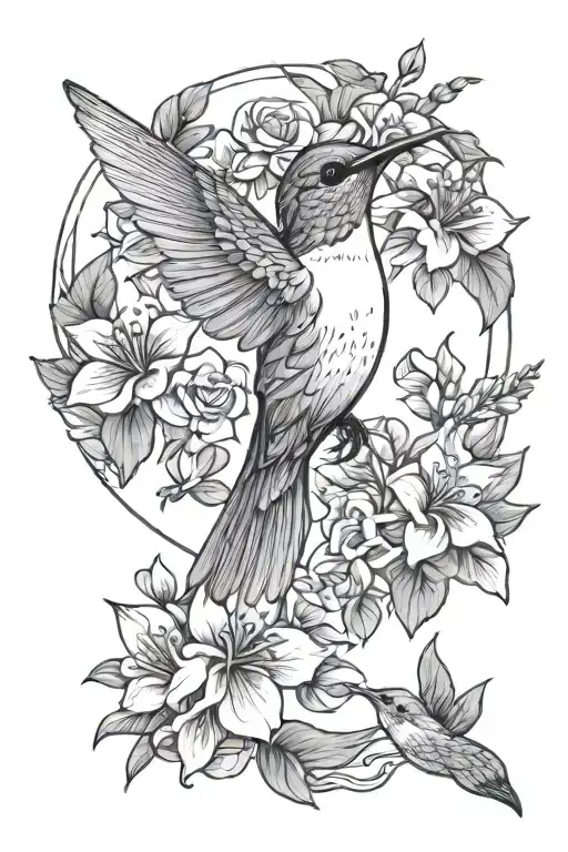 Hummingbird Surrounded By Flowers