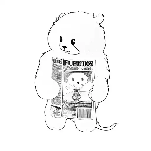 A Stuffed Animal Holding A Magazine