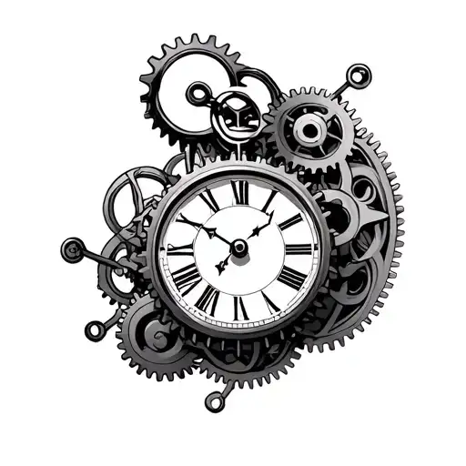Clock With Gears Intertwined