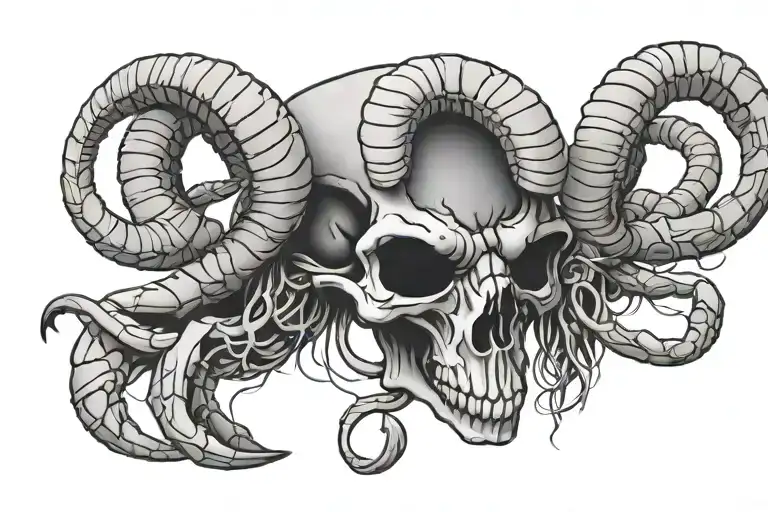 Ram Skull Scorpion Intertwined