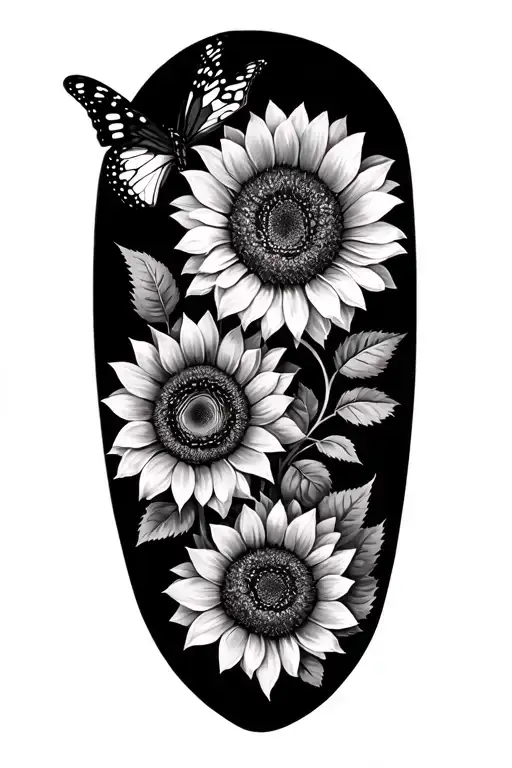 Sunflowers And Roses Butterfly