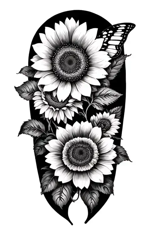 Sunflowers And Roses Butterfly