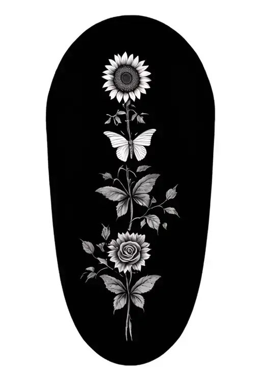 Sunflowers And Roses Butterfly