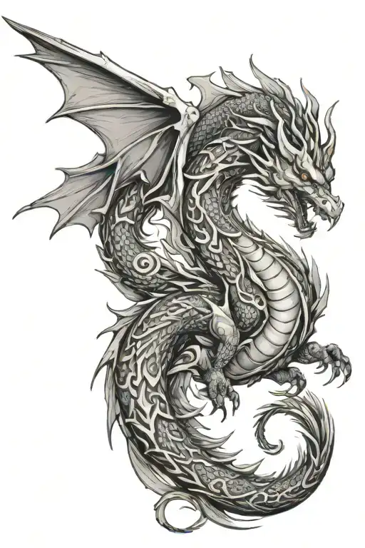 Dragon With Abstract Body Flying