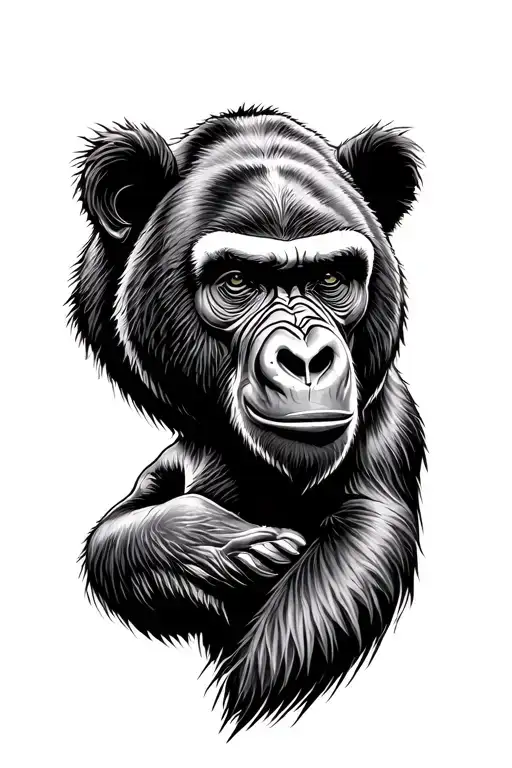 Bear And Silverback Gorilla