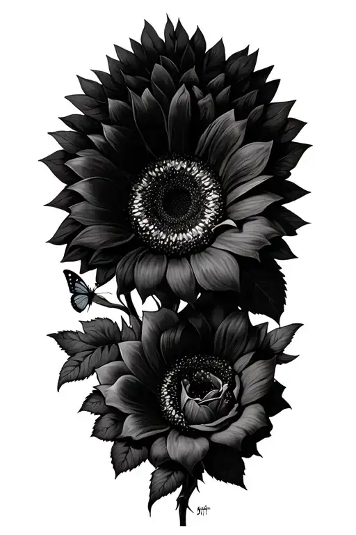Sunflowers And Roses Butterfly