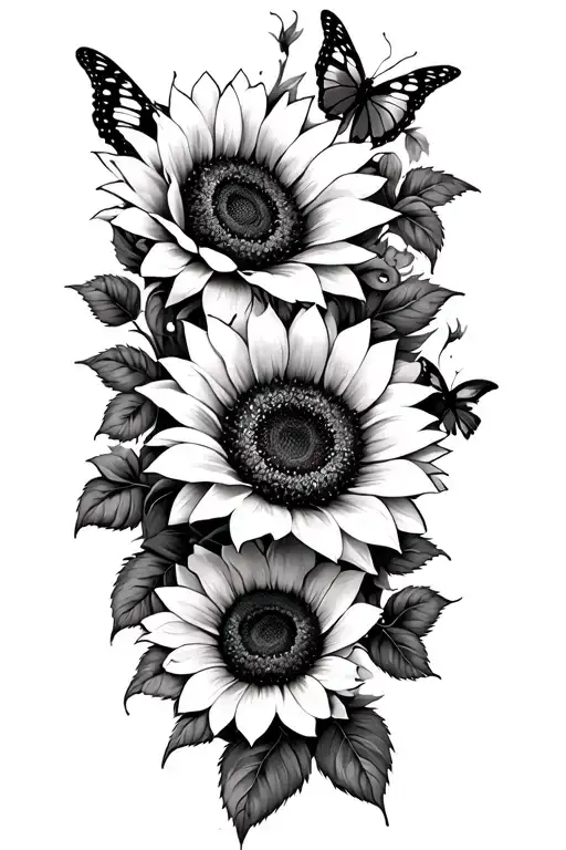 Sunflowers And Roses Butterfly