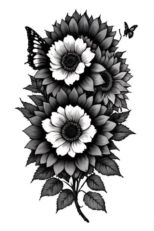 Sunflowers And Roses Butterfly