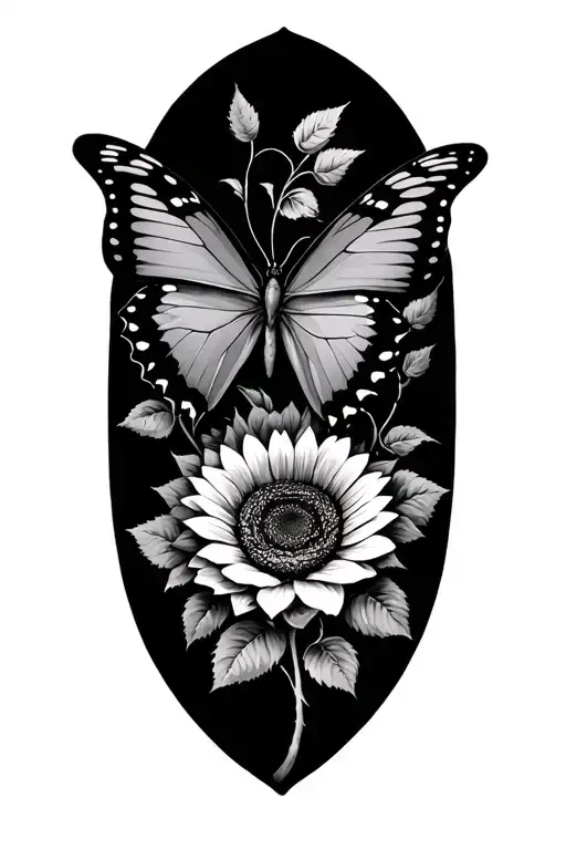 Sunflowers And Roses Butterfly