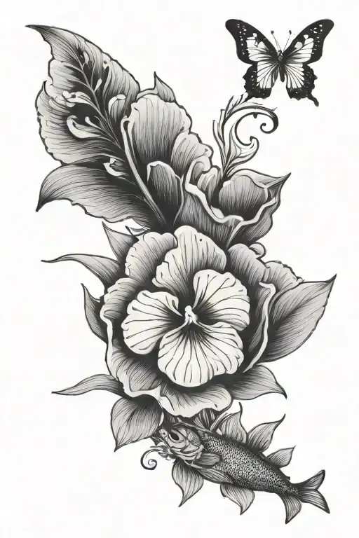 Pansy Flower Pisces Fish