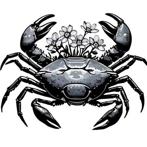 Crab With Larkspur Flowers For July Birthday