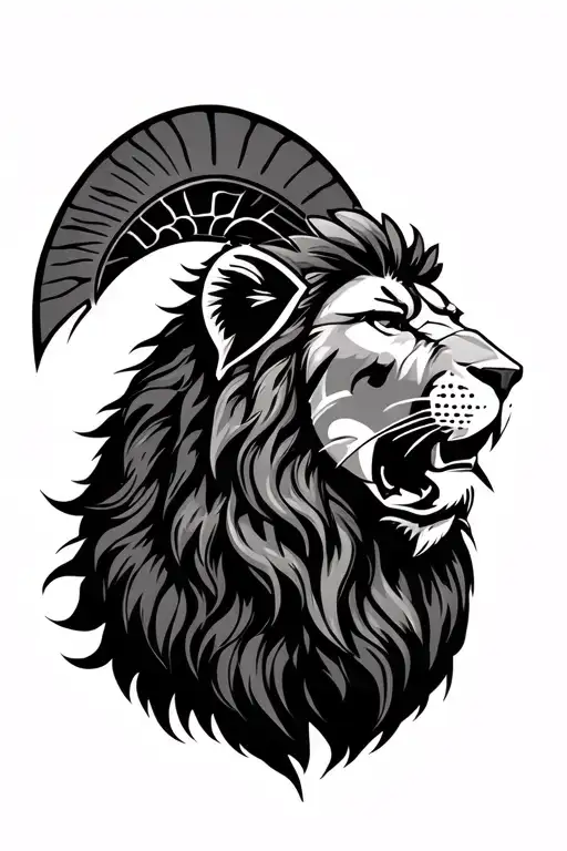 Lion With Spartan Warrior