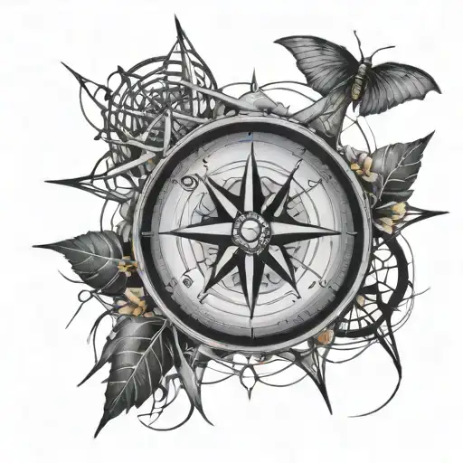 Compass With Spider Webs Around And In It