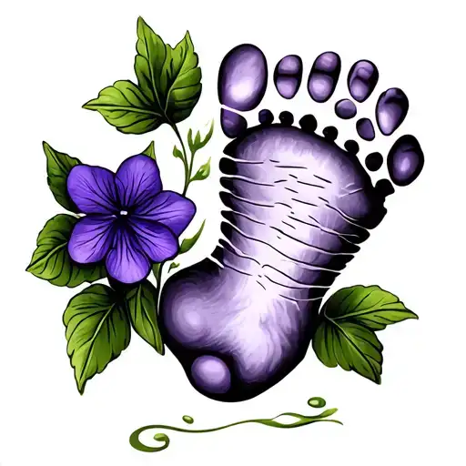 Baby Footprint With Violets