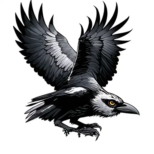 Raven And Owl Flying