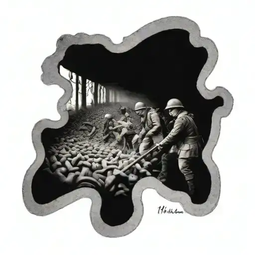 A Haunting Depiction Of A World War 1 Trench Scene With Dark Quotes Woven Into The Background