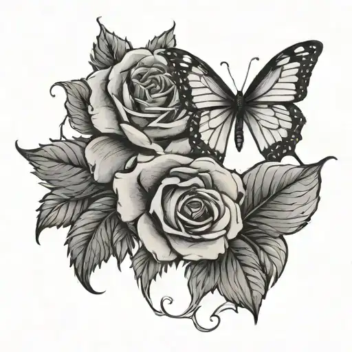 13 Incorporated In A Rose Moon Wave And Butterfly