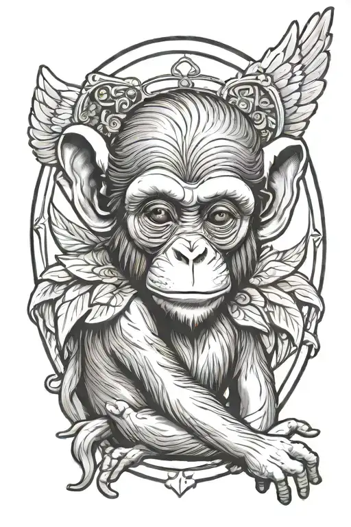 Angel Monkey With A Halo