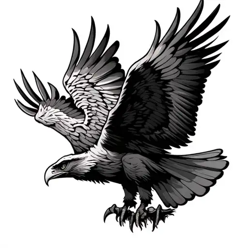 Swooping Hawk With Talons Out And Wings Flapped Downward