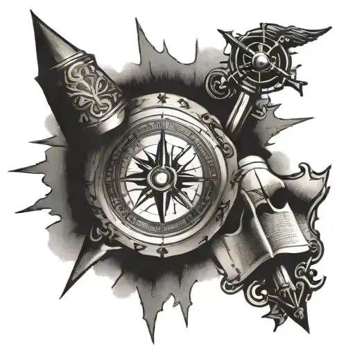 Scripture Book With Compass And Coordinates