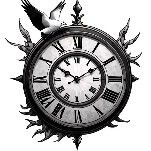 A Clock With Roman Numerals And A Dove