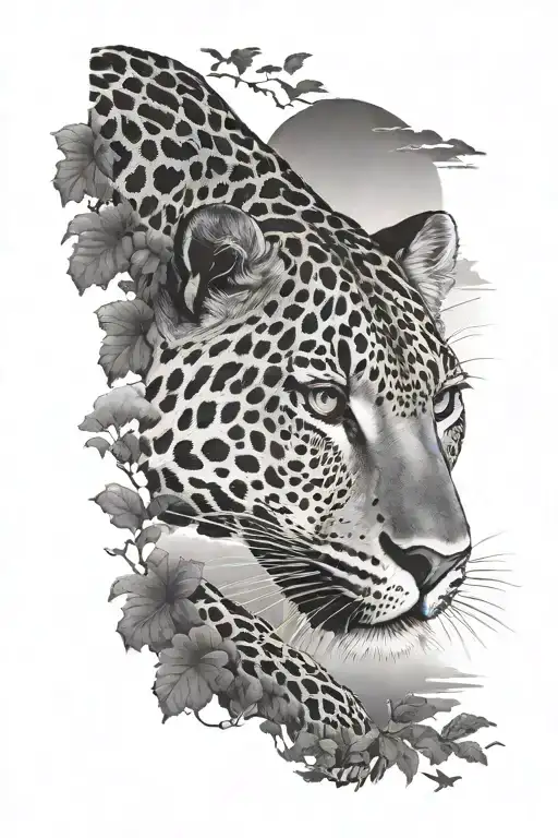 Leopard Prowling Sunset Sky