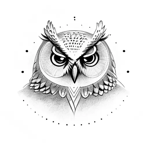 Full Body Owl With Circle At The Back