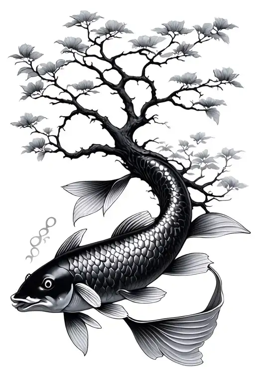 Tree Of Life And Koi Fish