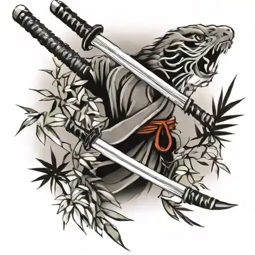 Katana And Bamboo Forest