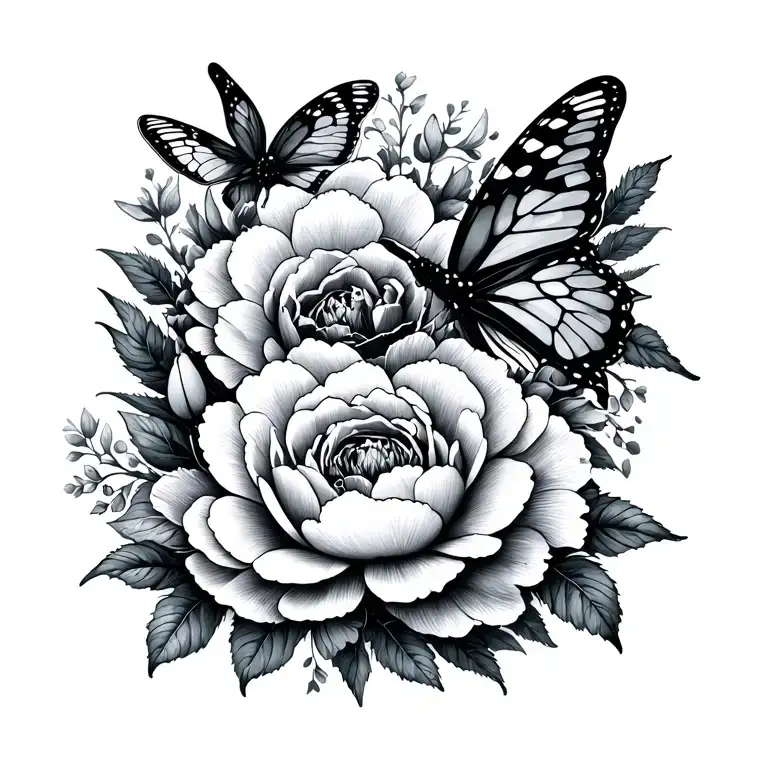 Little Stitch And Peonies And Butterfly