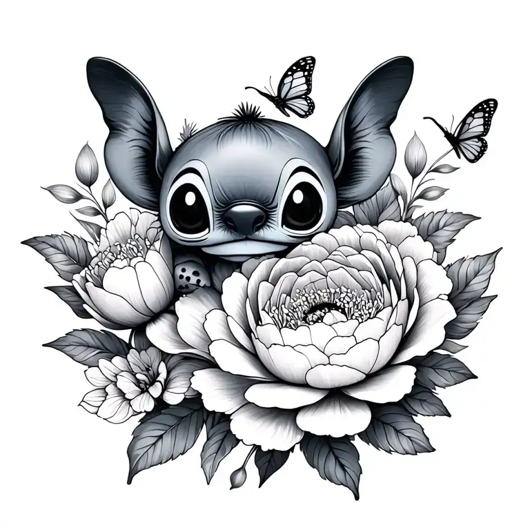 Little Stitch And Peonies And Butterfly