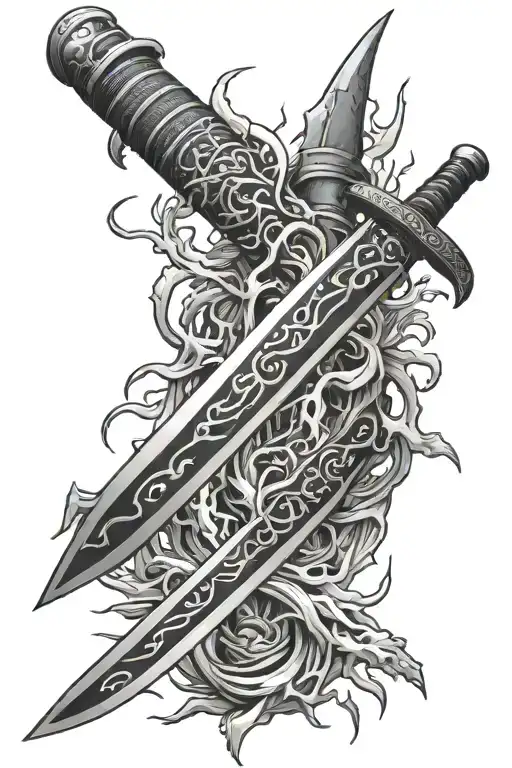 Thin Katana Wrapped In Lightning Bolt