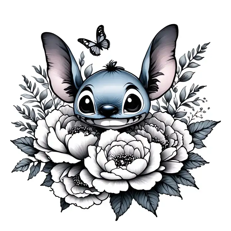 Little Stitch And Peonies And Butterfly