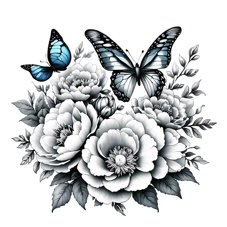 Little Stitch And Peonies And Butterfly