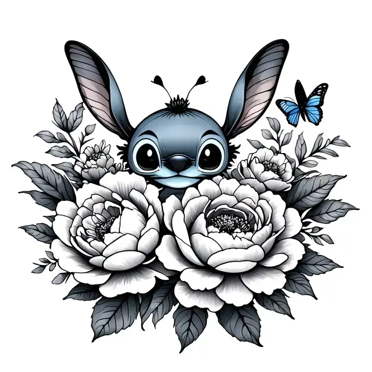 Little Stitch And Peonies And Butterfly