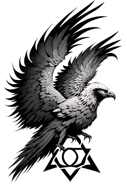 Phoenix Rising With Valknut Symbol Surrounded