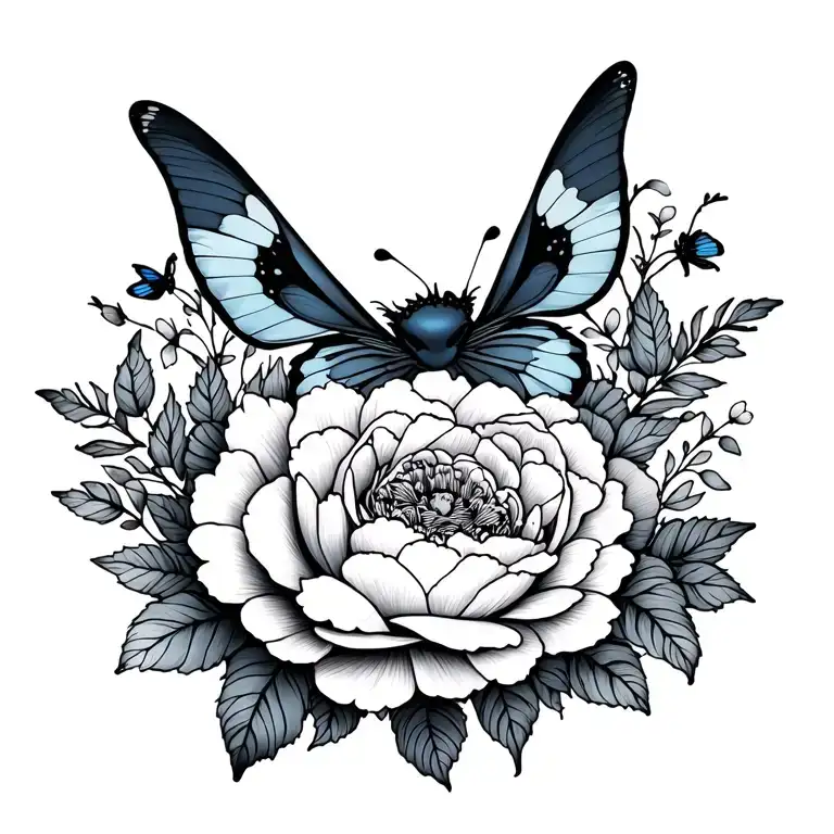 Little Stitch And Peonies And Butterfly