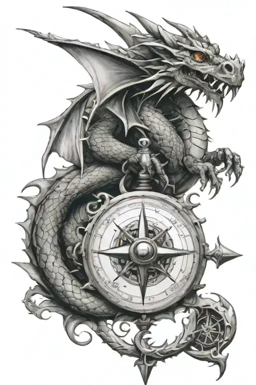 Dragon With A Compass And A Sword