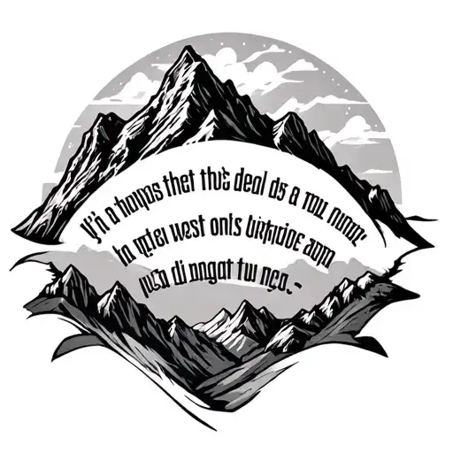 Mountain Range Outline With Bible Scripture In Roman Numbers Under It