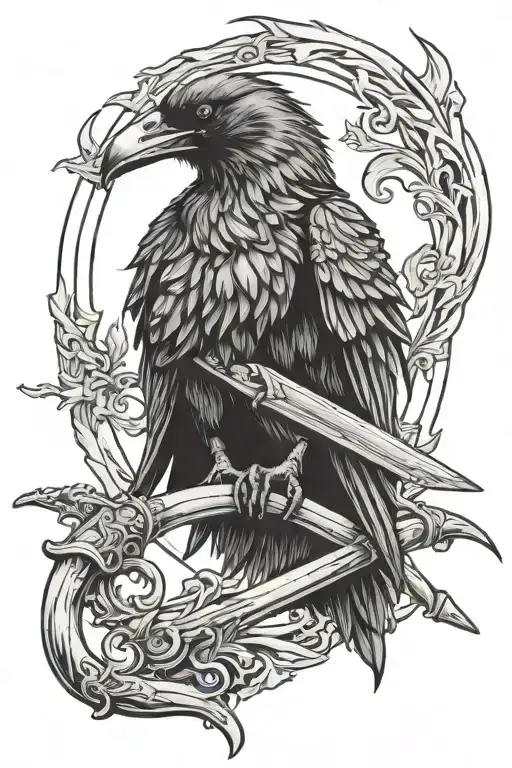 Scary Raven Holding A Scythe
