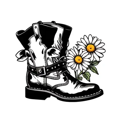 Cow Boy Boots Daisy Flower