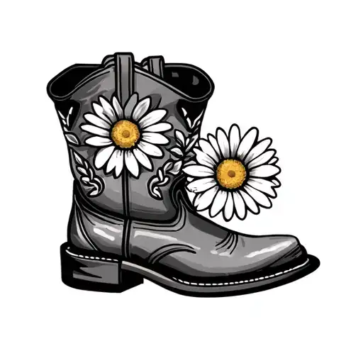 Cow Boy Boots Daisy Flower