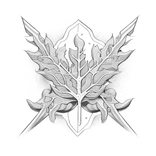 Triathlon Symbols Intertwined With Intricate Leaf Patterns