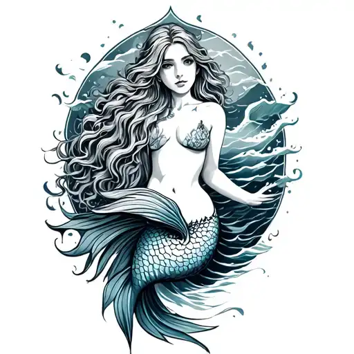 Mythical Ocean With Mermaid