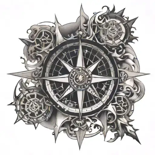 A Compass Surrounded By Celestial Symbols Representing Guidance From A Higher Power