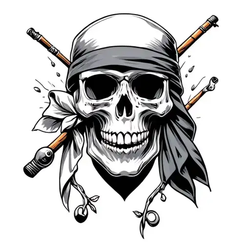 Skull Bandana Cigarette Fishing Pole