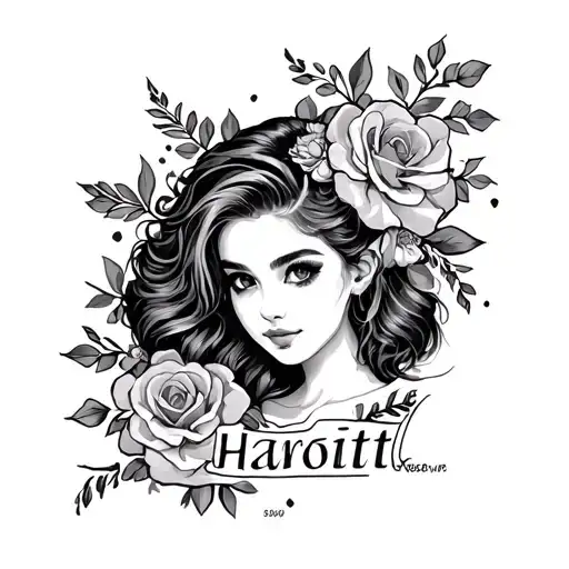 Girly Tattoo With The Name Harriott In It