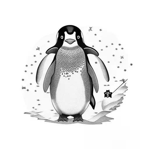 Penguin With Stars And Swim Ring Around Belly